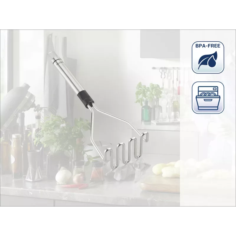 LEIFHEIT ProLine Tłuczek do ziemniaków 103032 – stal nierdzewna 18/10, ergonomiczna czarna rączka, zmywarka, 285 mm