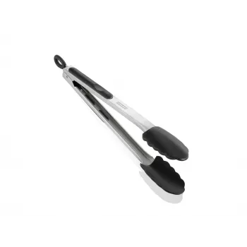 LEIFHEIT Szczypce kuchenne i do grilla 31cm, stal nierdzewna z silikonowymi końcówkami, odporność na wysoką temperaturę do 260°C, mechanizm blokujący, zmywarka do naczyń