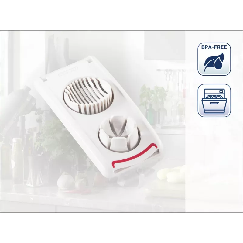 LEIFHEIT Egg Cutter Combi – 2-w-1 Krajalnica i Klinownik do Jajek, Biały