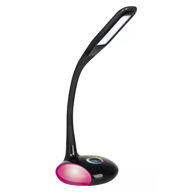 Lampa biurkowa LED Activejet AJE-VENUS RGB Czarna z podstawą RGB, 7W światło główne, 3W podstawa RGB, 400lm, 3000K/4500K/6000K, sterowanie dotykowe, elastyczne ramię