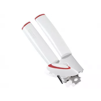 LEIFHEIT Otwieracz do puszek Lifty Manualny Top-Cut z Ergonomicznym Uchwytem, Stalowe Ostrze, Biało/Szary