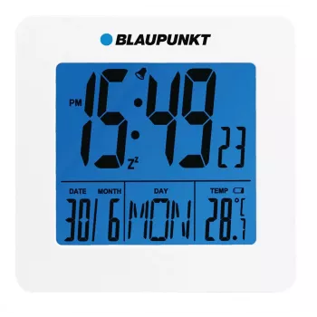 Blaupunkt CL02WH Biały budzik LED z radiem FM, podwójnym alarmem, ładowaniem USB, wyświetlaczem temperatury