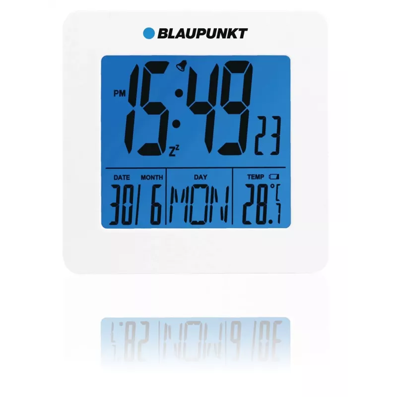 Blaupunkt CL02WH Biały budzik LED z radiem FM, podwójnym alarmem, ładowaniem USB, wyświetlaczem temperatury