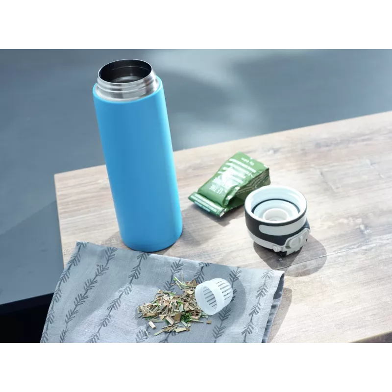 LEIFHEIT Thermos Flip 600ml Jasnoniebieski Próżniowy Izolowany Bidon ze Stali Nierdzewnej