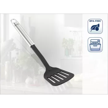 LEIFHEIT Sterling łopatka nylonowa z uchwytem ze stali nierdzewnej, 33 cm, czarno-srebrna
