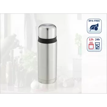 LEIFHEIT Thermos Coco 0,75L szklany wkład stalowy termos próżniowy, stal nierdzewna, srebrny