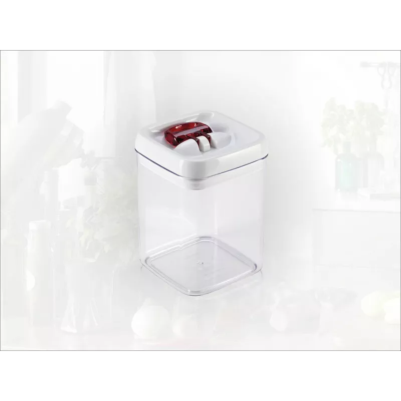 LEIFHEIT Fresh&Easy Szczelny Pojemnik do Przechowywania Żywności 1,6L, Bez BPA, Przezroczysty z Zieloną Pokrywką