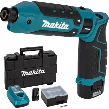 Makita TD023DSE 7,2V Li-ion akumulatorowa wkrętarka udarowa kątowa z 2 akumulatorami, ładowarką i walizką