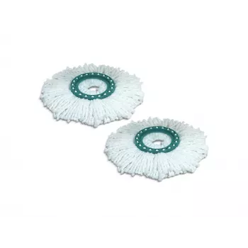 LEIFHEIT Clean Twist Disc Mop Zestaw Wymienny, 2 Mikrofibrowe Głowice Mopa, Biały