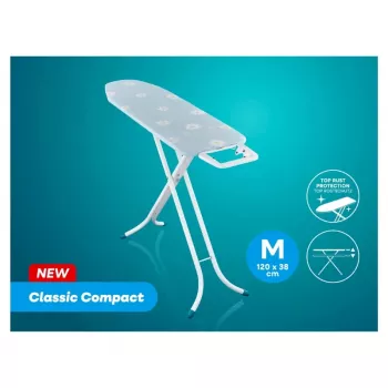 LEIFHEIT Deska do prasowania Classic M Compact 120x38cm z pokrowcem bawełnianym i stałą podstawką na żelazko