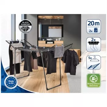 LEIFHEIT Suszarka Pegasus 200 Solid Black 20 m Długość Suszenia Składana