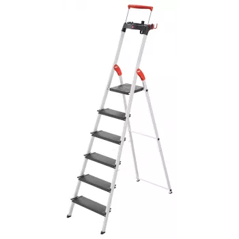Hailo L100 TopLine 7-stopniowa drabina aluminiowa z wielofunkcyjną tacą, nośność 150 kg, EN 131 8050-607
