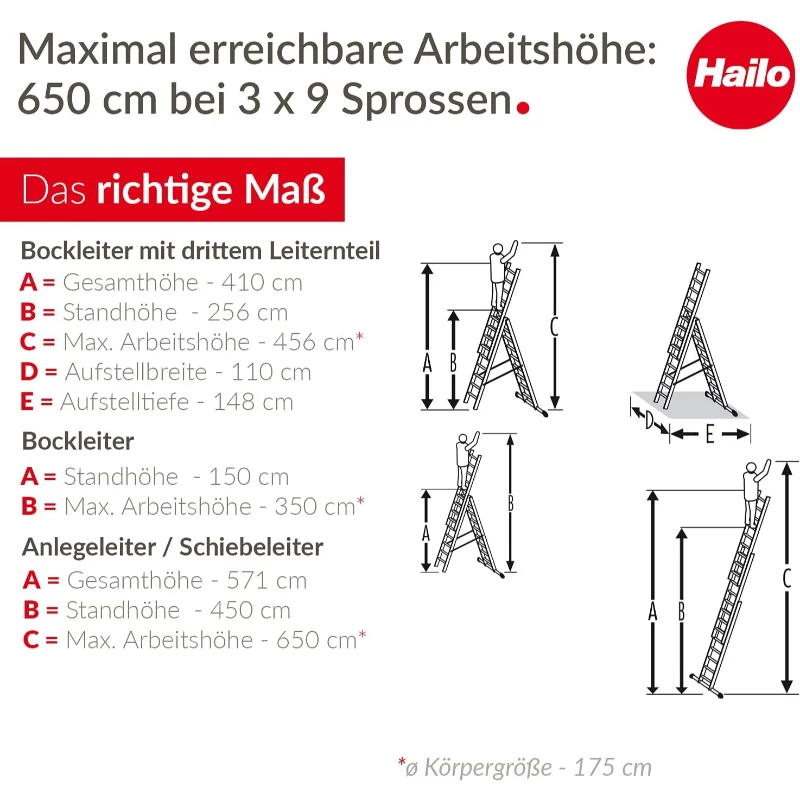 HAILO ProfiStep Combi Drabina Aluminiowa 3x9 Stopni
