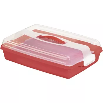 CURVER Prostokątne Pudełko do Transportu Ciasta 45x29,5x11,1 cm Czerwone