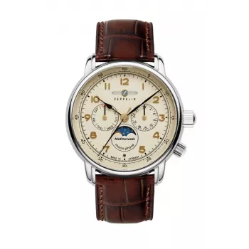 Zeppelin Mediterranee 96365_SET Zegarek automatyczny, 42mm, zielona tarcza sunray, brązowy pasek skórzany i pasek Milanese Mesh