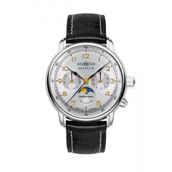 Zeppelin Mediterranee Automatyczny Zegarek 96361 - 42mm Niebieska Tarcza, Niebieski Pasek Skórzany