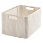 CURVER Box Style L 43,6 x 32,6 x 23 cm Kremowy – Składane pudełko tekstylne z pokrywką i uchwytami, 32,7 l