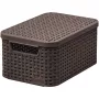 CURVER Style S Pudełko do przechowywania z pokrywką, 29,1 x 19,8 x 14,2 cm, ciemny brąz, 8,18 L, składane, metalowy uchwyt z oczkiem