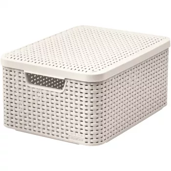 Pudełko do przechowywania CURVER Style M z pokrywką, 39,3 x 29,3 x 18,7 cm, kremowe, 21,6 l, składane