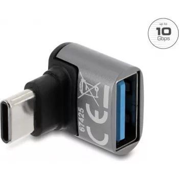 Adapter USB Delock 10 Gbps USB Type-C męski do USB Type-A żeński, skierowany do góry, obudowa aluminiowa