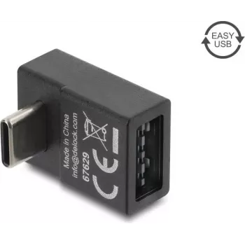 Delock USB 2.0 Adapter kątowy USB Type-C męski do Easy USB Type-A żeński, czarny