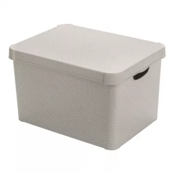 Curver Deco Stockholm L Pudełko do przechowywania z pokrywką 39,5x29,5x23,5 cm Kropki Czarno-Białe