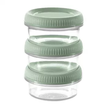 Curver Smart Eco To Go okrągłe pojemniczki na sos 3-częściowy zestaw, 0,08 l każdy, soft green