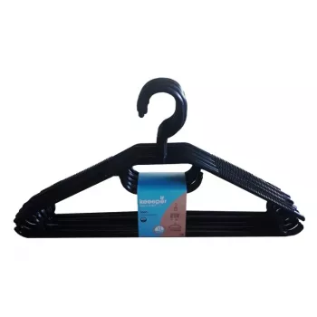 KEEEPER Arvid Plastikowe Wieszaki na Ubrania, Zestaw 10 Sztuk, 40 x 22 x 6,2 cm, Czarne