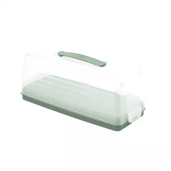 CURVER Smart To Go Prostokątne Pudełko do Transportu Ciasta 35,5 x 15 x 14,2 cm Zielone