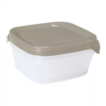 CURVER Fresh&Go Zestaw 3 Kwadratowych Pojemników na Żywność 0,8L Beżowy