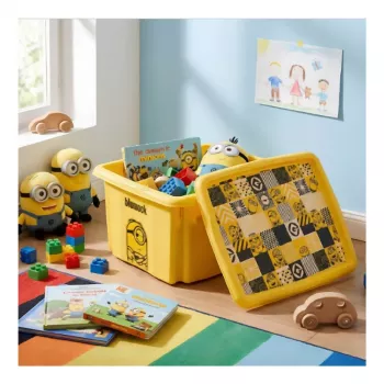 KEEEPER Pudełko z pokrywką 15L Karolina „Minions Mosaic” 38x29,5x20,5 cm Żółty