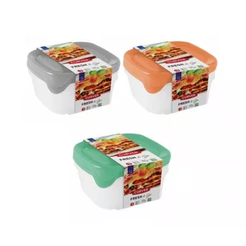 Curver Fresh & Go Zestaw 3 pojemników na żywność, 0,8 l każdy, prostokątne, szczelne pokrywki, mieszane kolory, bez BPA