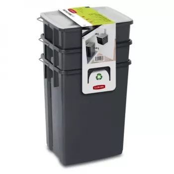 CURVER Biobox zestaw koszy na śmieci 2x10L + 6L szary