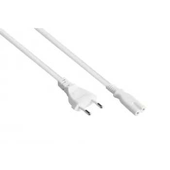 Kabelmeister Euro Power Cable CEE 7/16 do IEC C7, biały, 0,75mm², 1,8m