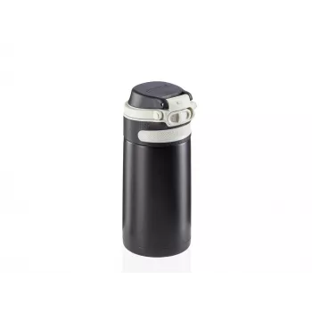 LEIFHEIT Thermo Mug Flip 350 ml Czarny Termiczny Kubek Podróżny Próżniowy z Wieczkiem Flip-Top
