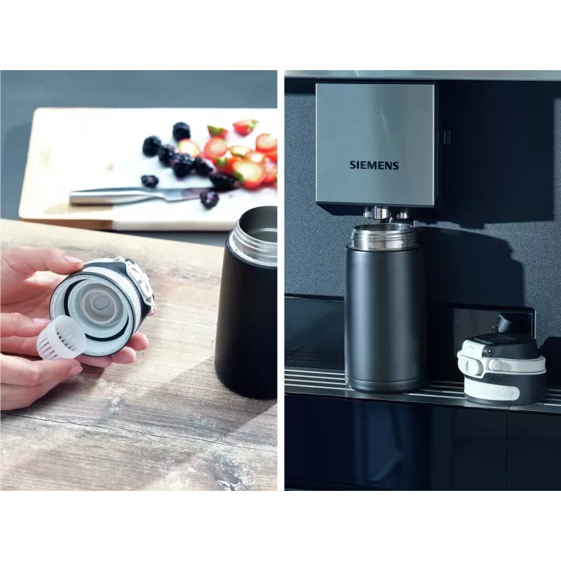 LEIFHEIT Thermo Mug Flip 350 ml Czarny Termiczny Kubek Podróżny Próżniowy z Wieczkiem Flip-Top