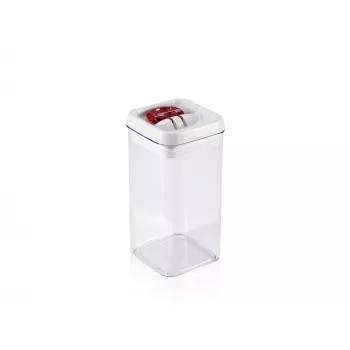 LEIFHEIT Fresh&Easy pojemnik do przechowywania żywności 1,2 L, hermetyczny, bez BPA, przezroczysty z biało-szarą pokrywką