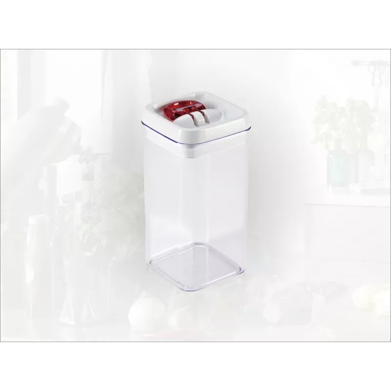 LEIFHEIT Fresh&Easy pojemnik do przechowywania żywności 1,2 L, hermetyczny, bez BPA, przezroczysty z biało-szarą pokrywką