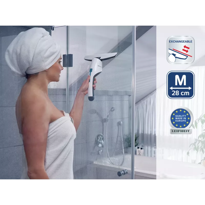 LEIFHEIT Nemo wymienna ssawka do kabin prysznicowych, płytek i luster – 170 mm silikonowa krawędź, szaro/biała