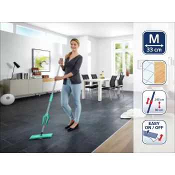 LEIFHEIT Picobello M Micro Duo mop płaski z teleskopowym uchwytem, szerokość czyszczenia 33 cm, zielony/biały