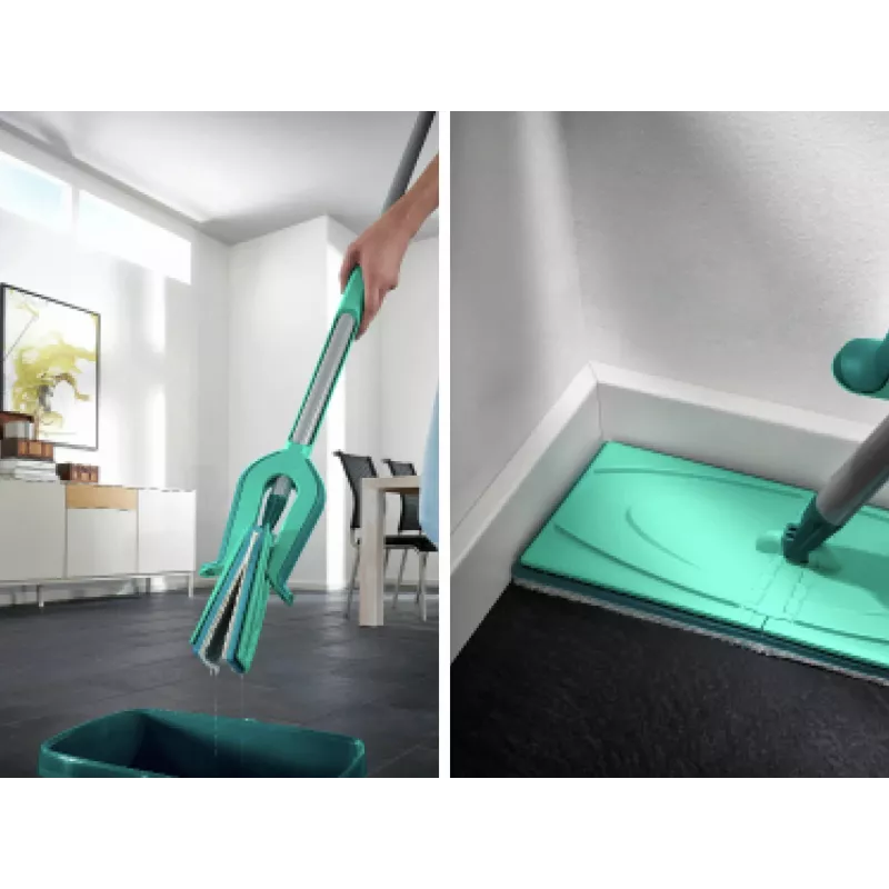 LEIFHEIT Picobello M Micro Duo mop płaski z teleskopowym uchwytem, szerokość czyszczenia 33 cm, zielony/biały