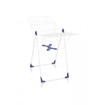 LEIFHEIT Classic 200 Flex Suszarka na Pranie, 20 m Długości Suszenia, Składana Suszarka Wolnostojąca ze Skrzydłami, Biało/Niebieska