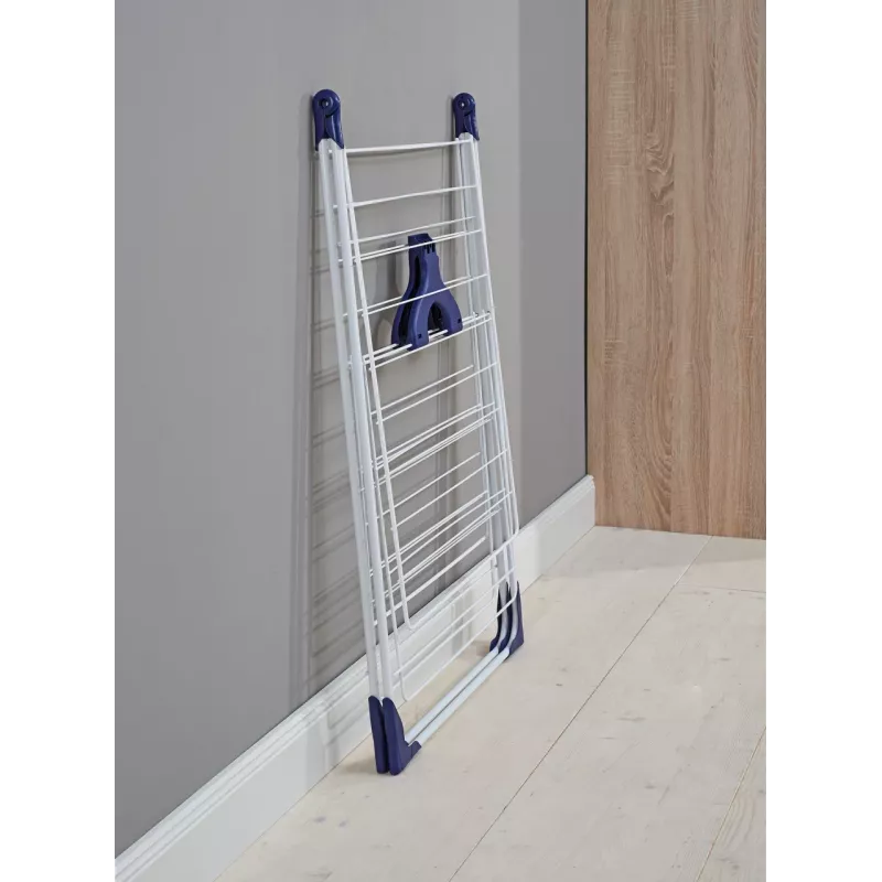 LEIFHEIT Classic 200 Flex Suszarka na Pranie, 20 m Długości Suszenia, Składana Suszarka Wolnostojąca ze Skrzydłami, Biało/Niebieska