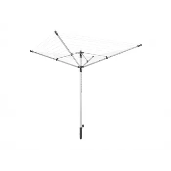 LEIFHEIT LinoPush 500 Obrotowa Suszarka Linkowa, 50 m Sznura, Aluminium, Otwieranie Przyciskiem, W Zestawie Uchwyt Do Wbetonowania