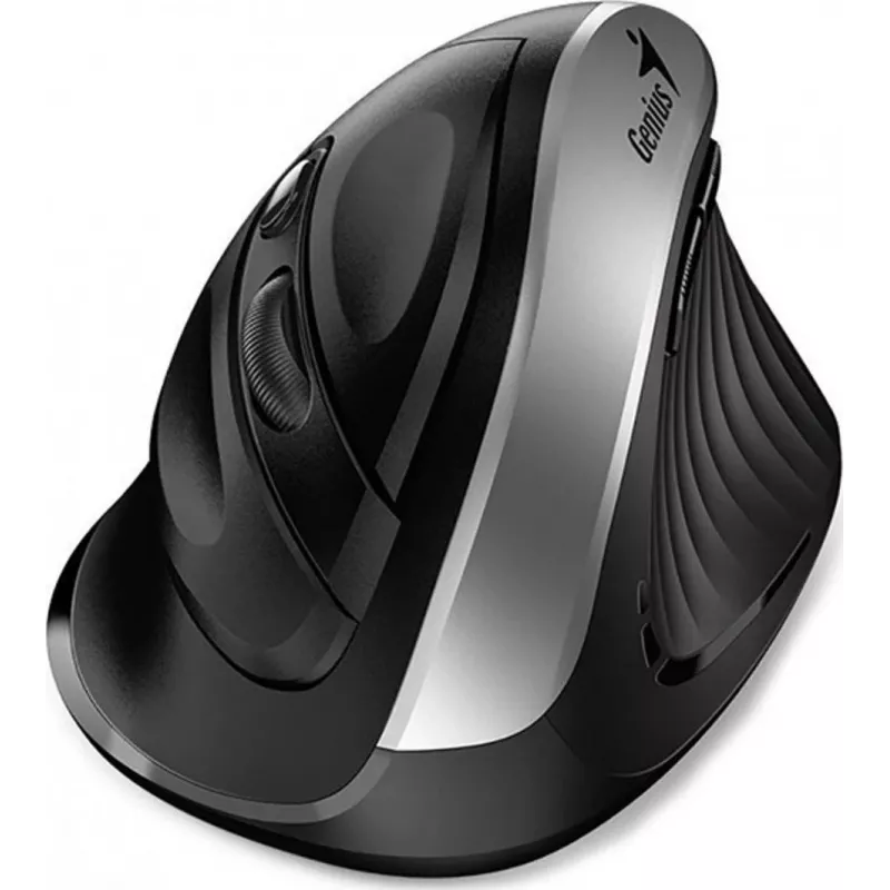 UNITEK Genius Ergo 8250S Bezprzewodowa Mysz Ergonomiczna, 1600 DPI, Czarno-Srebrna