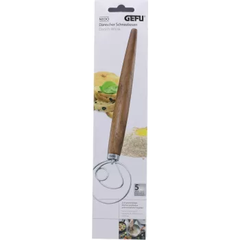 GEFU NEDO Duńska Trzepaczka do Ciasta 14353, Stal Nierdzewna i Drewno, 33 cm