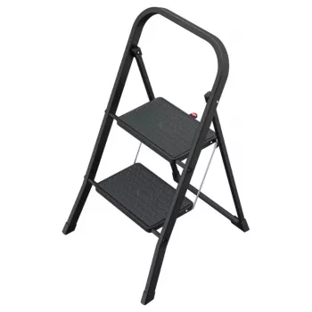 HAILO K44 StandardLine Składany Podest Roboczy z Uchwytem Bezpieczeństwa, 2 Stopnie, Stal, Czarny, 150 kg