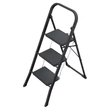 HAILO K44 StandardLine Składany Podest Roboczy, 3 Stopnie, Uchwyt Bezpieczeństwa, Czarny, 150 kg
