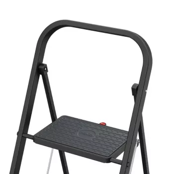 HAILO K44 StandardLine Składany Podest Roboczy, 3 Stopnie, Uchwyt Bezpieczeństwa, Czarny, 150 kg