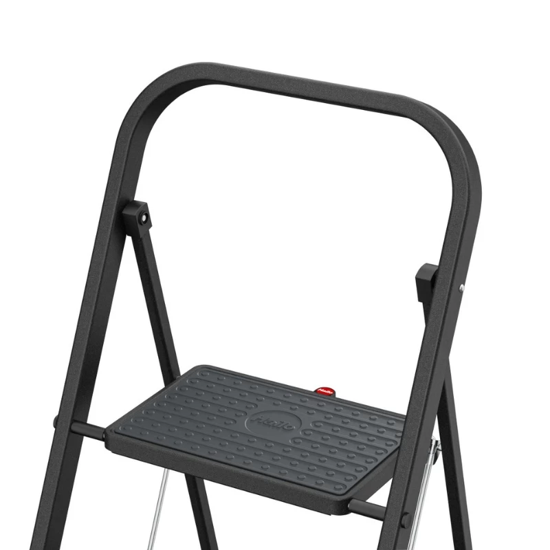 HAILO K44 StandardLine Składany Podest Roboczy, 3 Stopnie, Uchwyt Bezpieczeństwa, Czarny, 150 kg